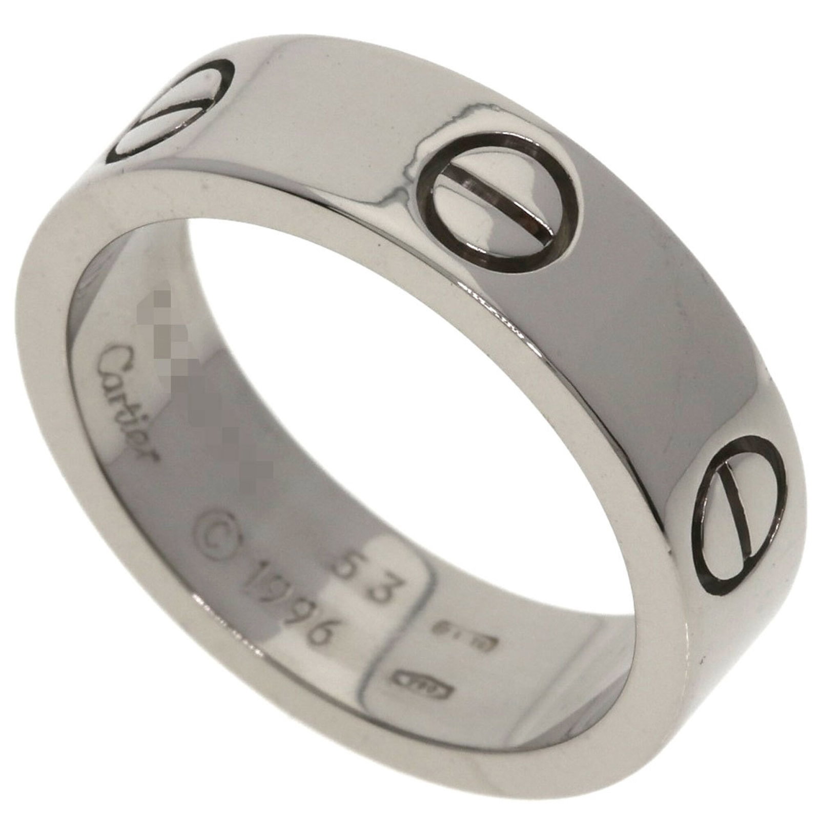 Cartier Band Ring: Cartier Band Ring Cartier Band Ring in excellent condition, featuring 18K white gold and a classic band design. The ring shows signs of usage, with minor scratches and dirt visible, but remains