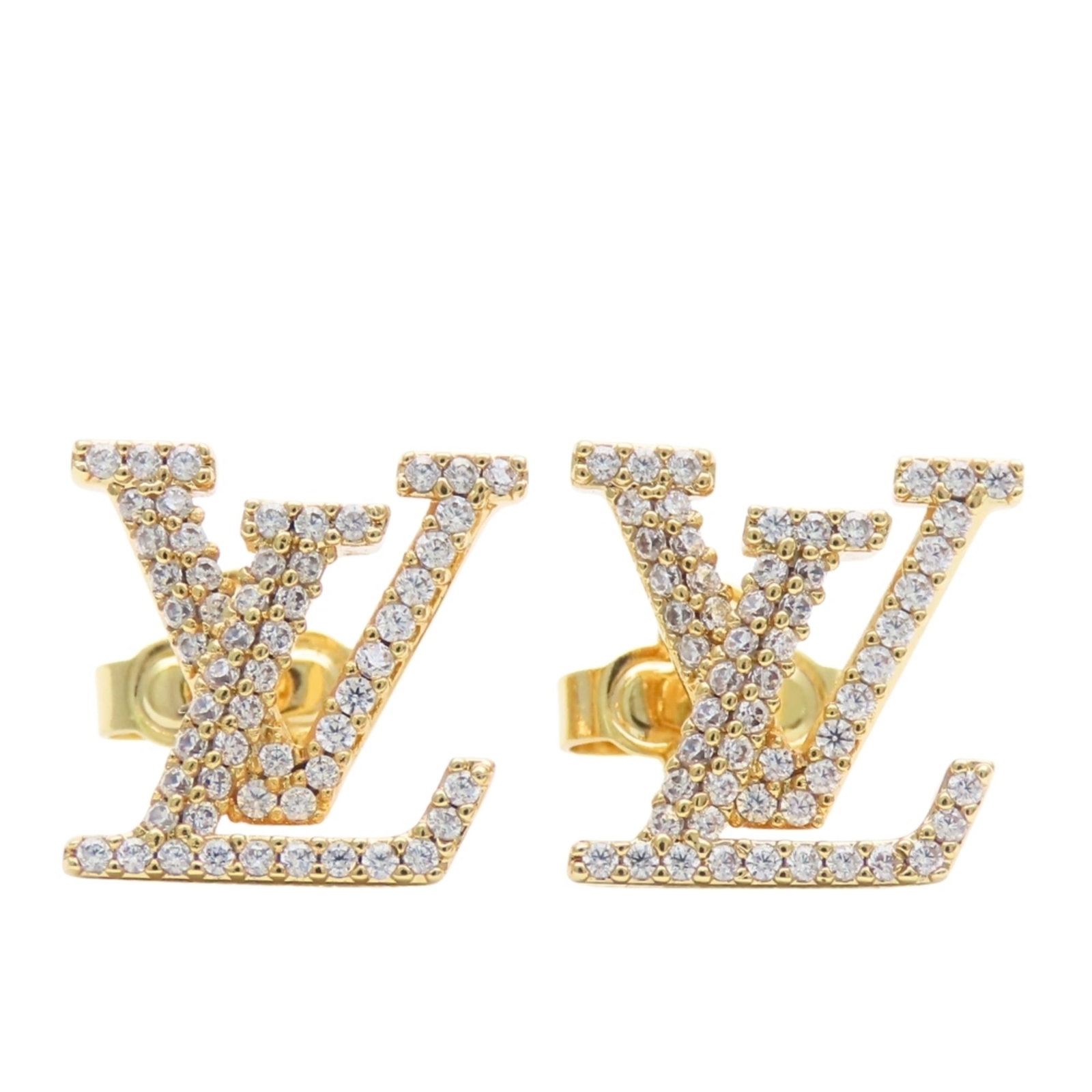 Rhinestone Chain Louis Vuitton Earrings: Rhinestone Chain Louis Vuitton Earrings Rhinestone Chain Louis Vuitton Earrings feature a striking gold rhinestone chain design, showcasing the iconic brand's signature style. With a weight of 3.2g an