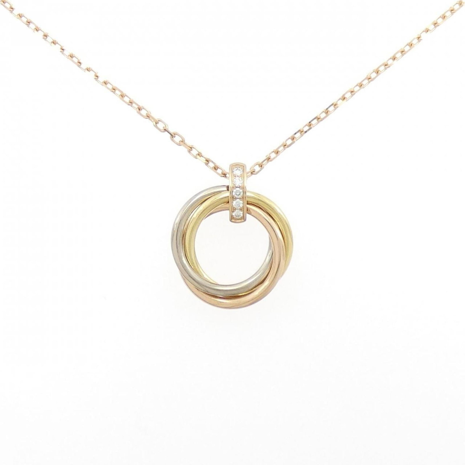 Trinity Cartier Necklace: Trinity Cartier Necklace Pink Gold, White Gold, and Yellow Gold options available. This exquisite Cartier necklace features a stunning diamond pendant suspended from a 41 cm chain, making it a beautif