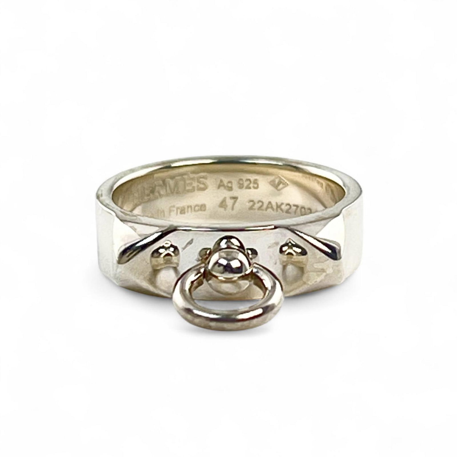 Hermes Collier De Chien Ring Ag925 Silver Size 47 Made In France Women'S: Hermes Collier De Chien Ring Ag925 Silver Size 47 Made In France Women'S Made in France, this Hermes Collier De Chien Ring is crafted from sterling silver (925) and features the iconic design. In