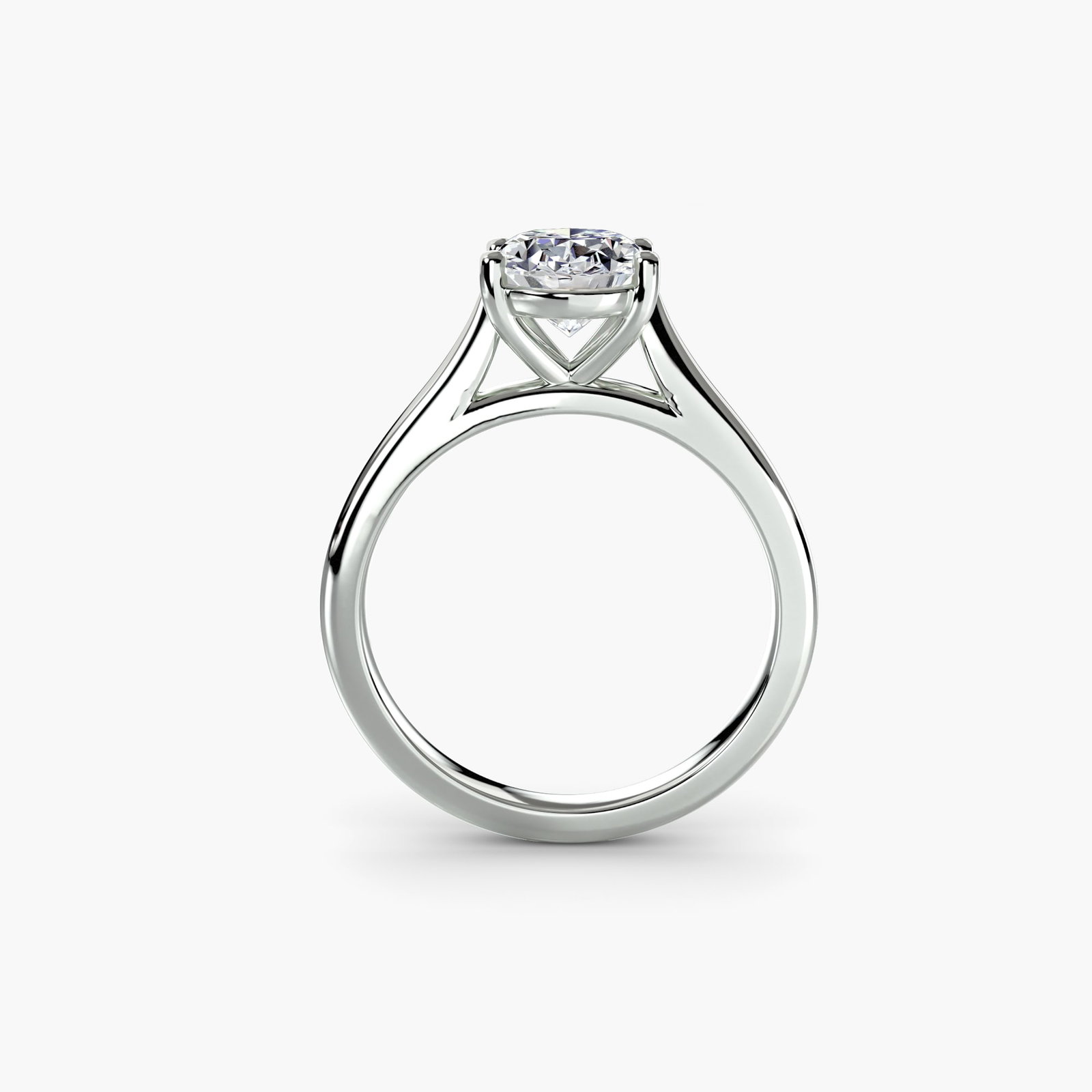 Solitaire Oval 14Kt White Gold Ring Setting - 4
