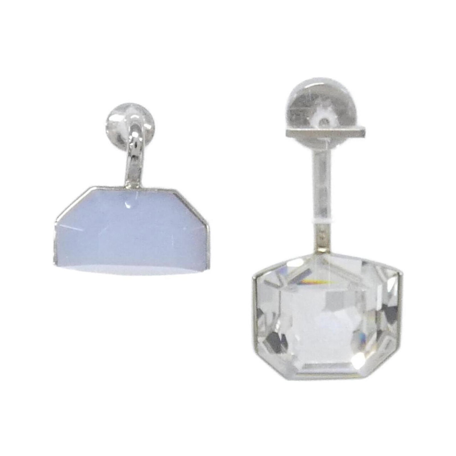 Stud Earrings by Christian Dior: Stud Earrings by Christian Dior Stud earrings by Christian Dior in blue and silver, featuring a classic design with a subtle touch of elegance. The earrings measure 18.00mm x 16.00mm and are made from