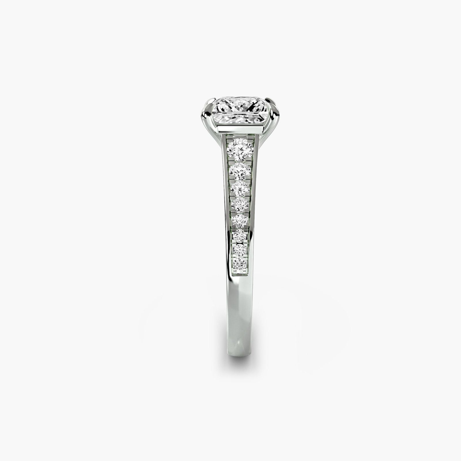 Pave Princess 18Kt White Gold Ring Setting - 3