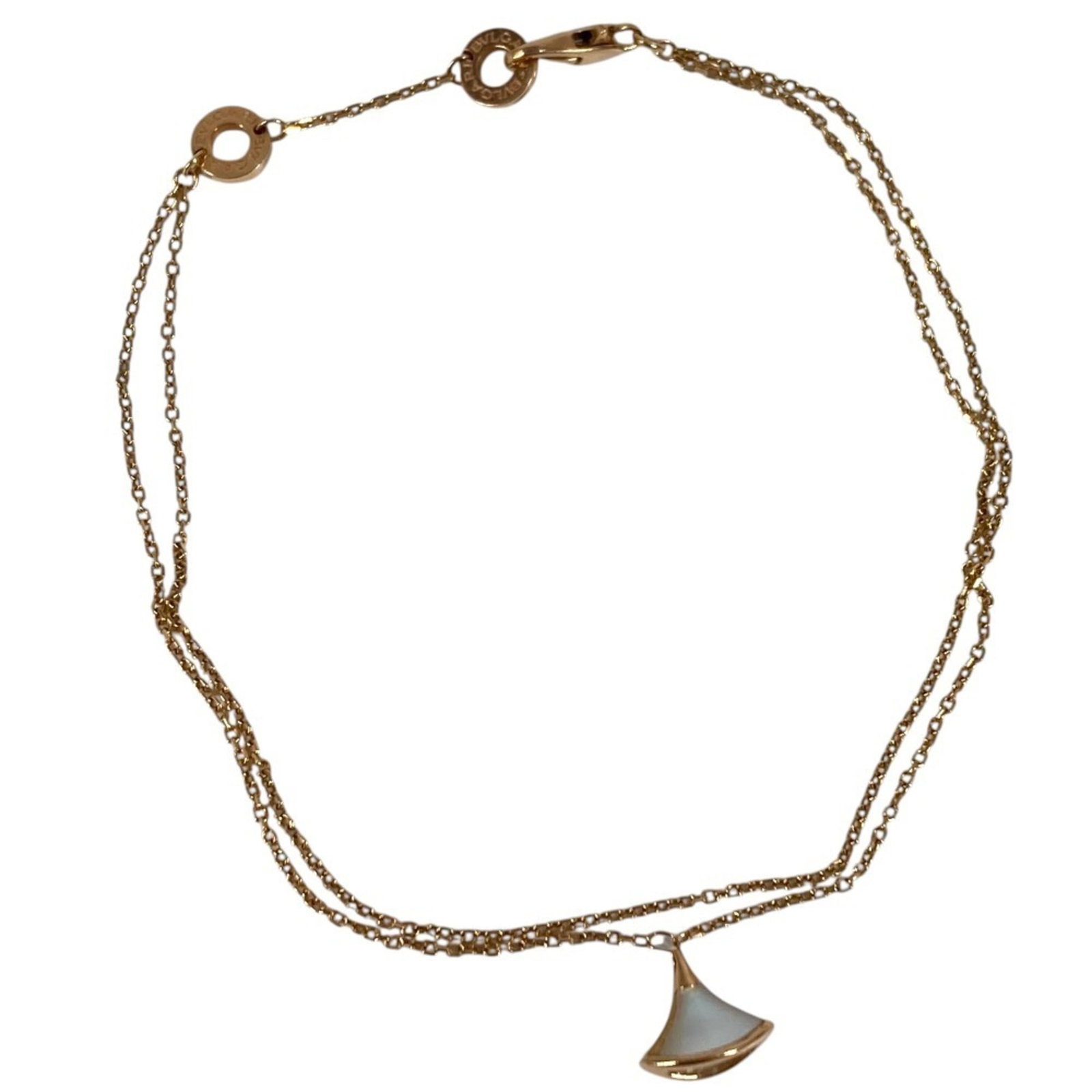 Bvlgari Charm Bracelet: Bvlgari Charm Bracelet Pink Bvlgari Charm Bracelet, 22.5cm in length, features a few traces of usage with some scratches and dirt visible but overall in very good condition. This charm bracelet bears