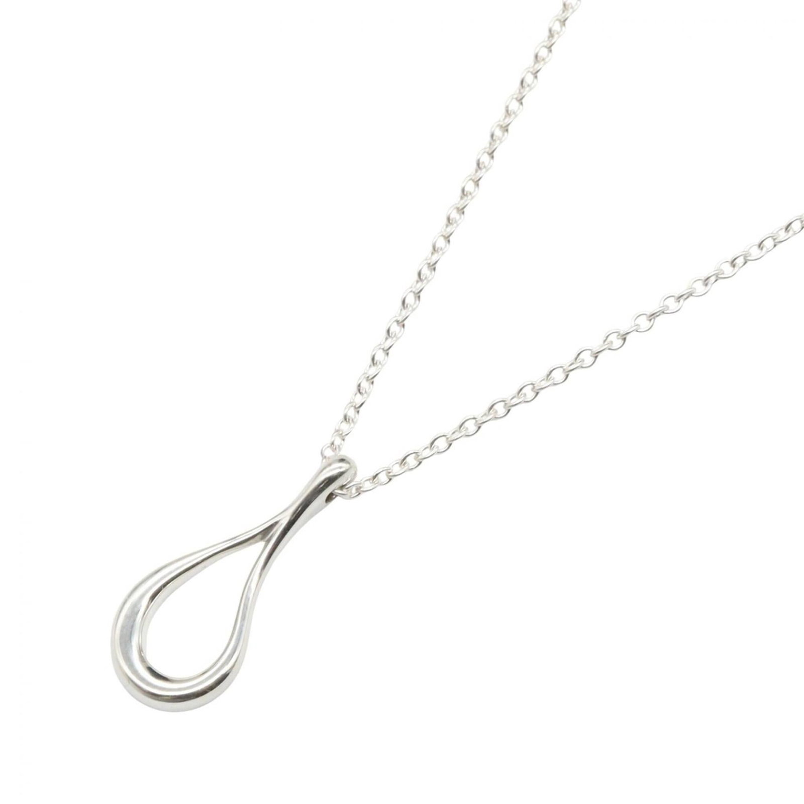 Tiffany & Co. Open Teardrop Necklace Sterling Silver 925 Women'S Jewelry Tone: Tiffany & Co. Open Teardrop Necklace Sterling Silver 925 Women'S Jewelry Tone Sterling silver Tiffany & Co. necklace with an open teardrop pendant, featuring a delicate design and subtle shine. The