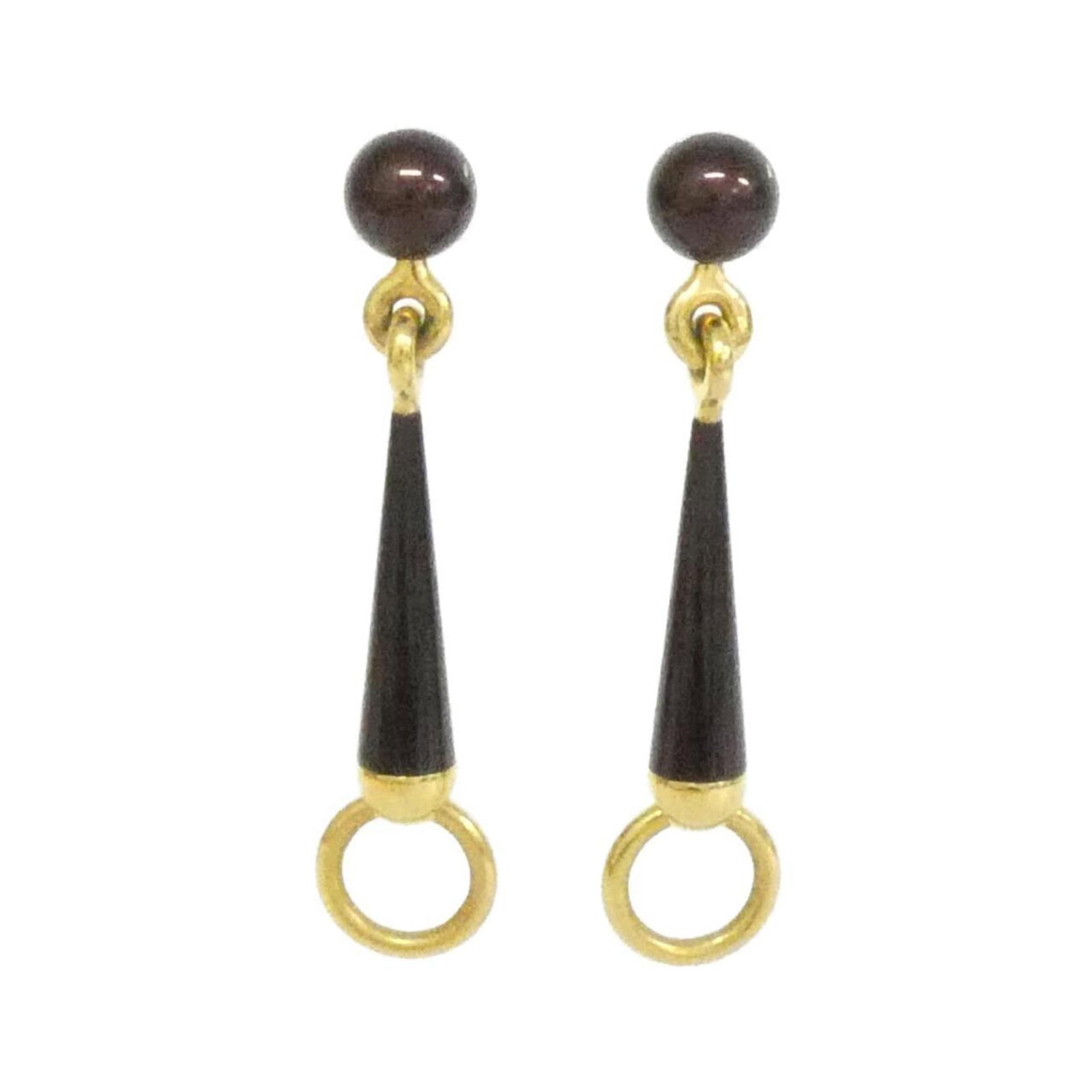 Hermes Drop Earrings Aluminum: Hermes Drop Earrings Aluminum Brown and gold aluminum drop earrings from Hermes, with a brown finish and gold accents. Made from durable aluminum, these earrings have a sleek, modern design that adds 