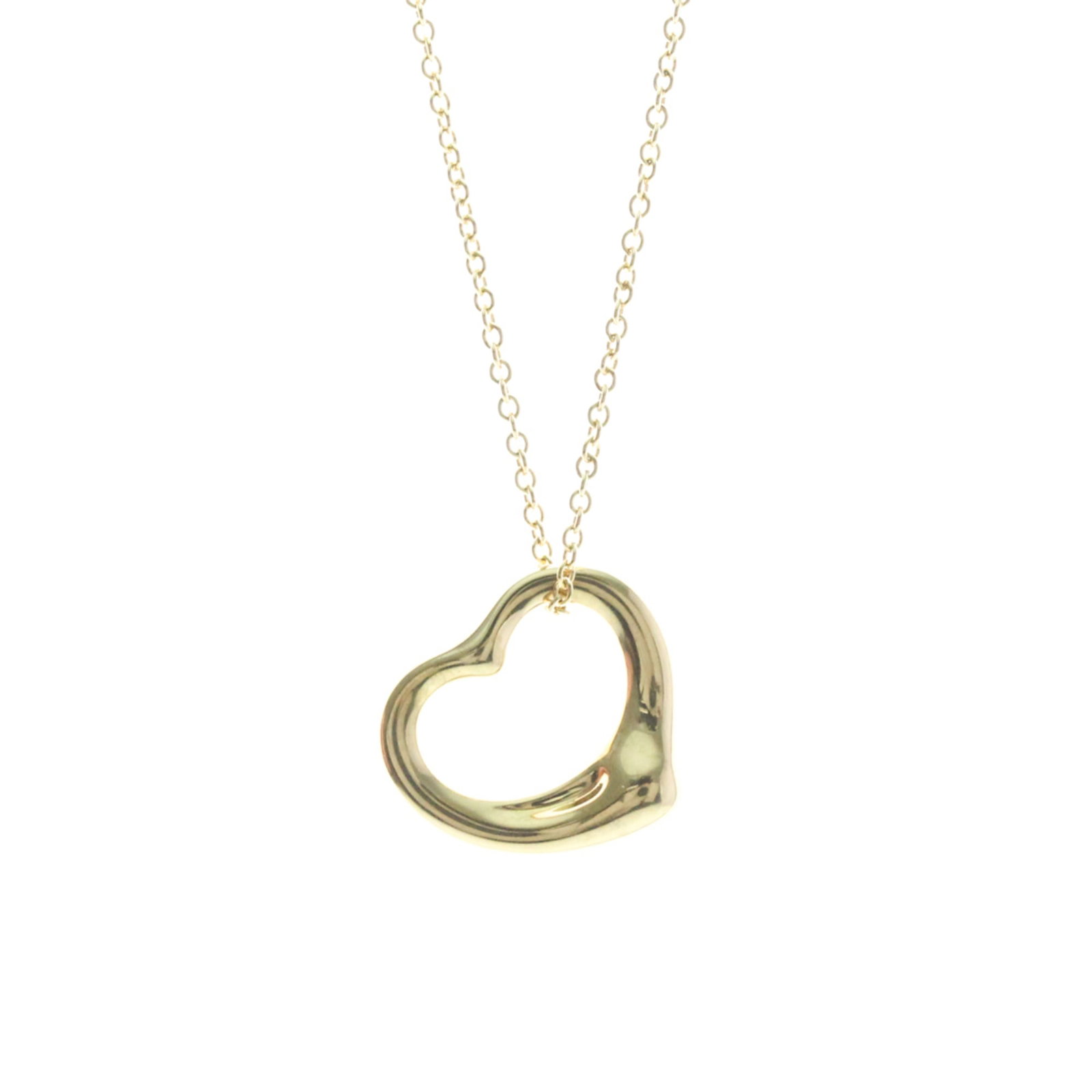 Tiffany Open Heart Yellow Gold (18K) No Stone Menwomen Fashion Pendant Necklace (Gold): Tiffany Open Heart Yellow Gold (18K) No Stone Menwomen Fashion Pendant Necklace (Gold) Yellow Gold (18K) Open Heart Pendant Necklace in Fashion Style. This Tiffany necklace features an open heart