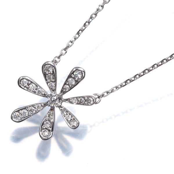 Diamond 0.12Ct Flower 18K White Gold Vendome Necklace (1 of 4)