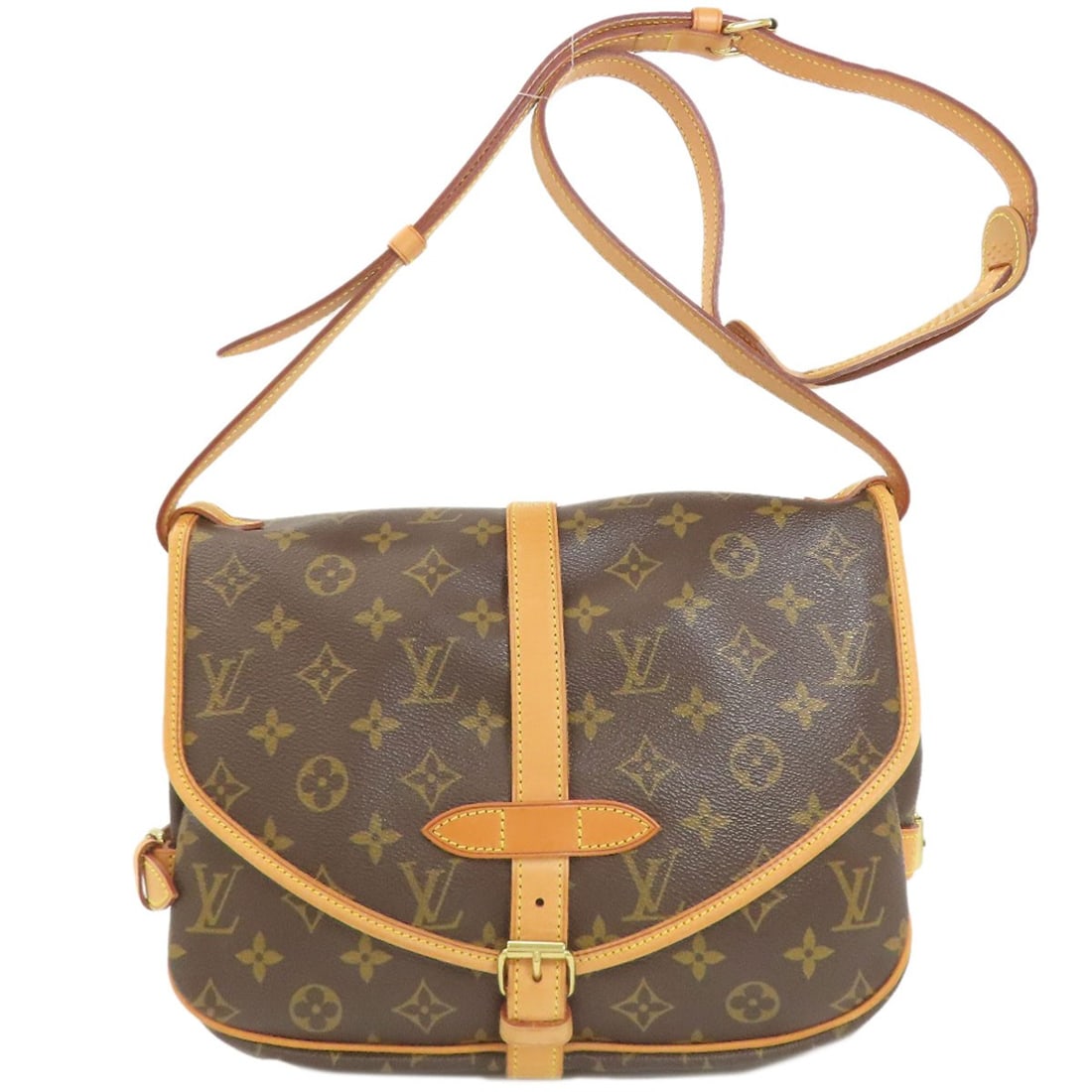 Monogram Canvas Louis Vuitton M42256 Saumur 30 Shoulder Bag: Monogram Canvas Louis Vuitton M42256 Saumur 30 Shoulder Bag Brown Monogram Canvas Louis Vuitton M42256 Saumur 30 Shoulder Bag. This shoulder bag features the iconic monogram canvas exterior in a rich 