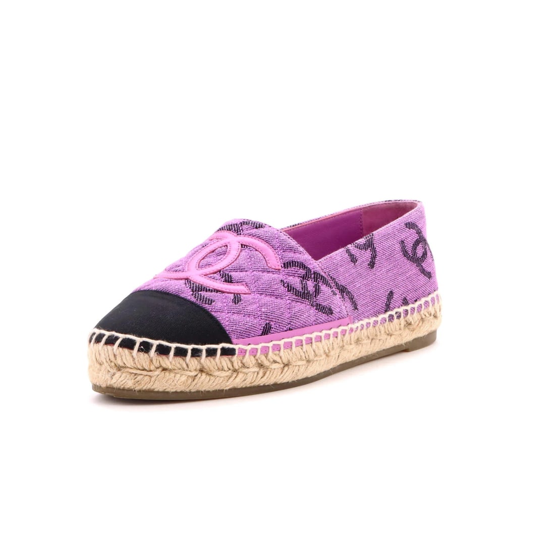 Chanel Women's CC Cap Toe Espadrilles Quilted Printed Denim (1 of 6)