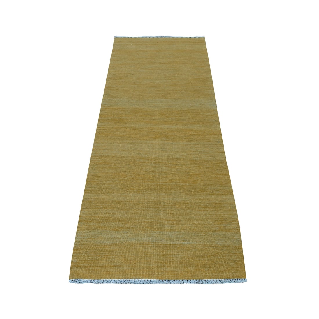 2'4"x6'4" Gold Shades Flat Weave Kilim Pure Wool Hand Woven Runner Rug: 2'4"x6'4" Gold Shades Flat Weave Kilim Pure Wool Hand Woven Runner Rug Golden hues and intricate patterns come together in this stunning, hand-woven kilim rug. Made from pure wool and boasting an