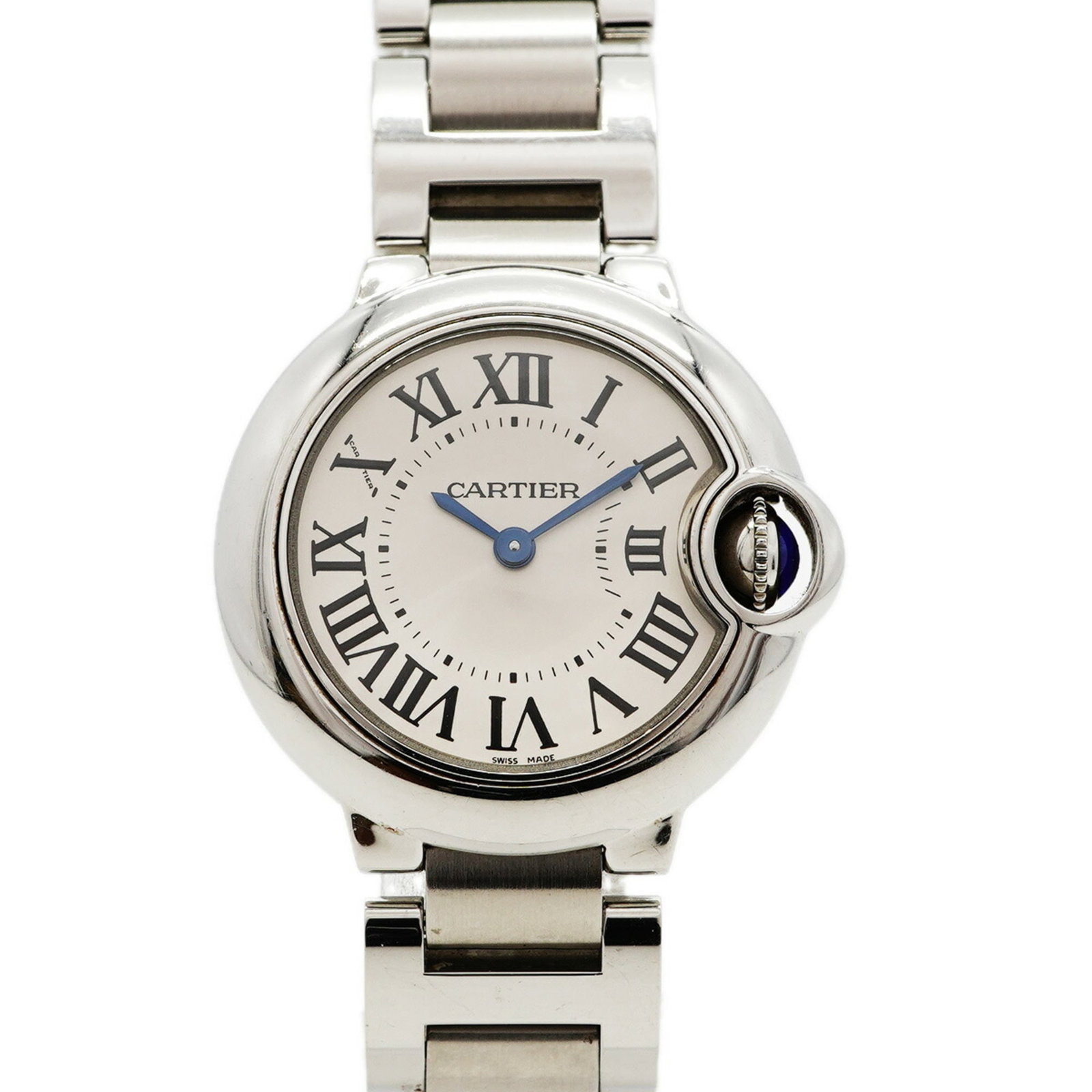 Cartier Wristwatch: Cartier Wristwatch Stainless steel band adds a touch of modernity to this silver Cartier wristwatch, featuring a classic design with a diameter of 28.1mm and a comfortable fit for wrists up to 14.5cm.