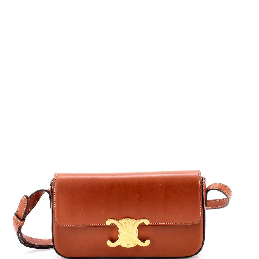 Celine Triomphe East-West Shoulder Bag Smooth Calfskin: Celine Triomphe East-West Shoulder Bag Smooth Calfskin The Celine Triomphe East-West Shoulder Bag in smooth calfskin leather offers a sophisticated and elegant design. With its classic style, gold har