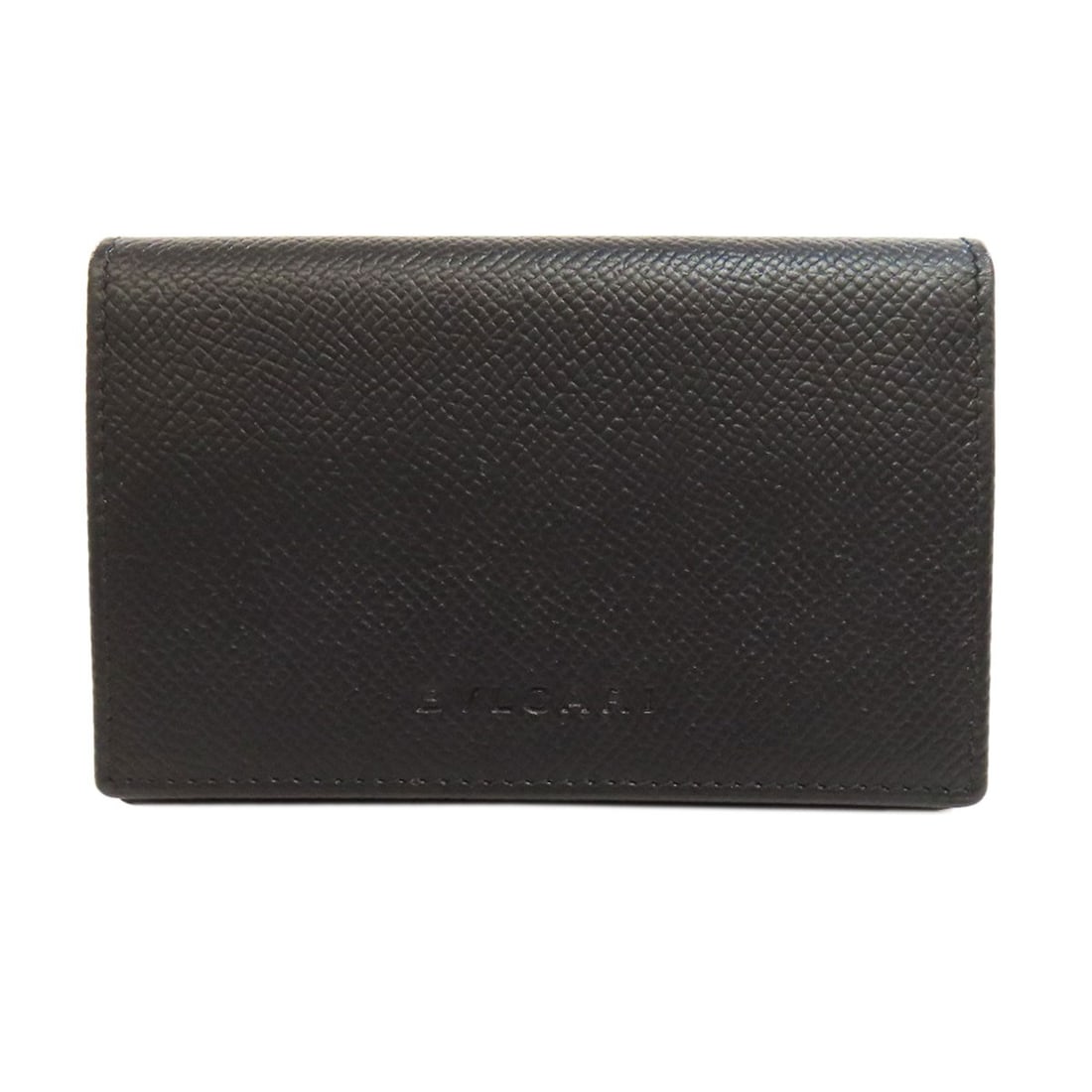 Logo Card Case Bvlgari Leather: Logo Card Case Bvlgari Leather BVLGARI Leather Card Case in Black. Made from high-quality leather, this card case features a sleek black exterior with a classic design. Perfect for keeping your cards