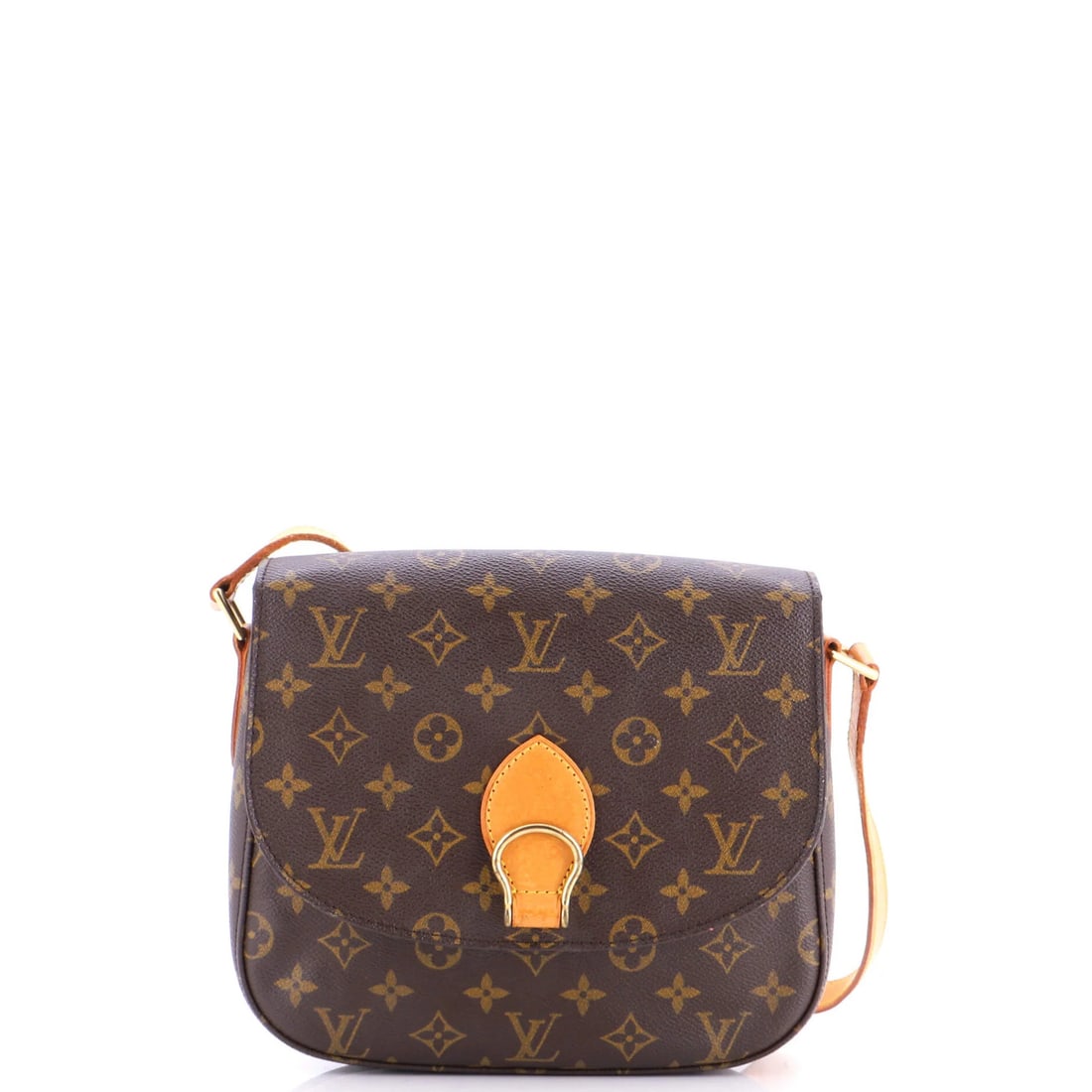 Saint Cloud Louis Vuitton Monogram Handbag GM: Saint Cloud Louis Vuitton Monogram Handbag GM Brown Saint Cloud Louis Vuitton Monogram Handbag GM with canvas coated exterior and leather interior, featuring gold hardware. This cross body bag measure