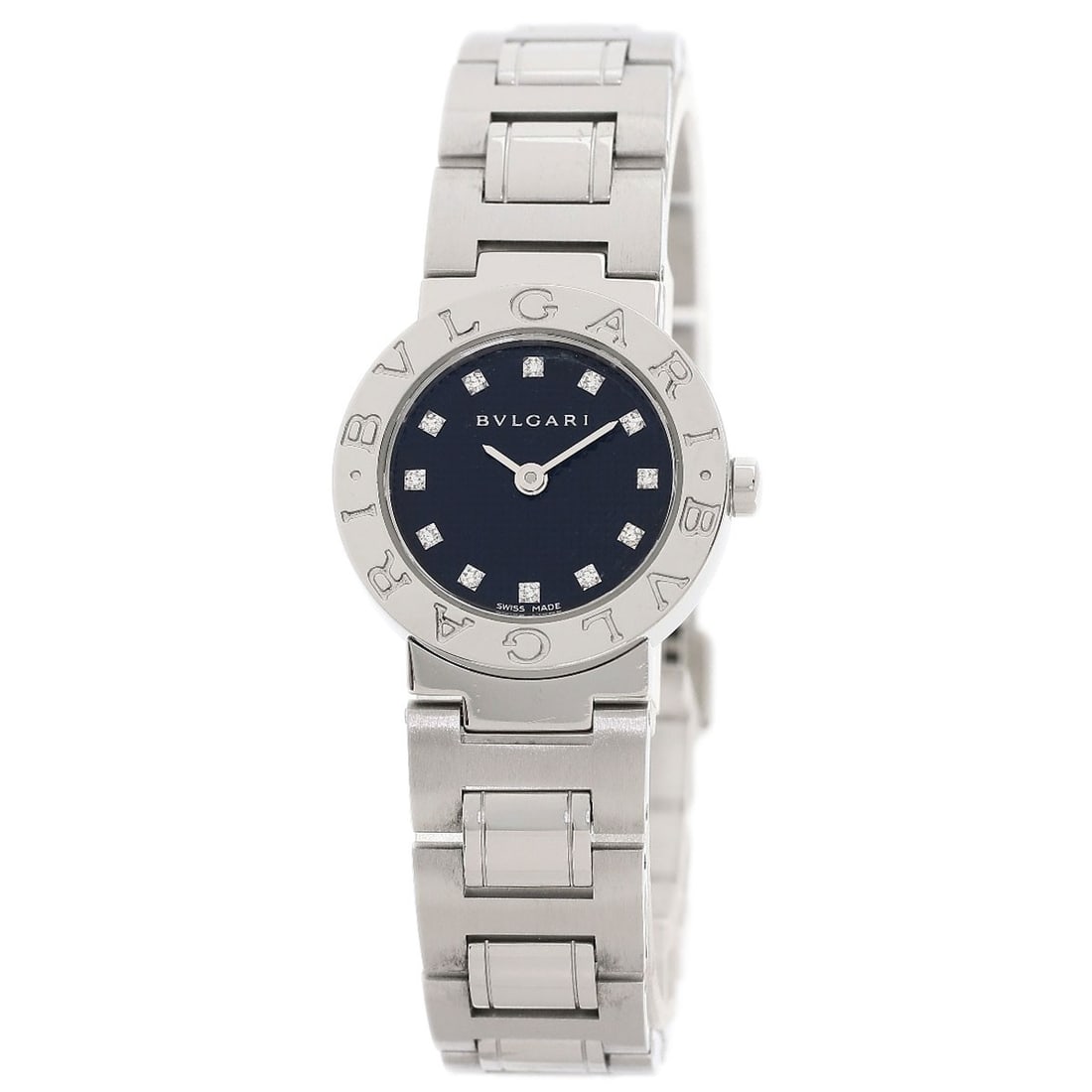 Bvlgari 12P Diamond Watches Bb23Ss Stainless: Bvlgari 12P Diamond Watches Bb23Ss Stainless Bvlgari's Bb23Ss Stainless watch boasts a sleek silver stainless steel case, measuring 23mm in diameter and featuring a non-waterproof design. The