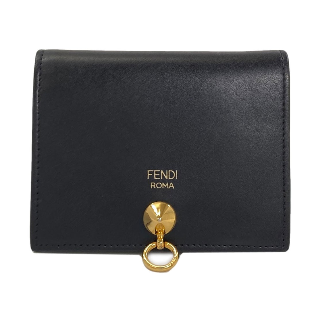 Fendi Logo Bifold Wallet With Coin Pocket Leather: Fendi Logo Bifold Wallet With Coin Pocket Leather Black Fendi logo bifold wallet with coin pocket leather, featuring the iconic logo on one side and a functional coin pocket on the other. Made from hi