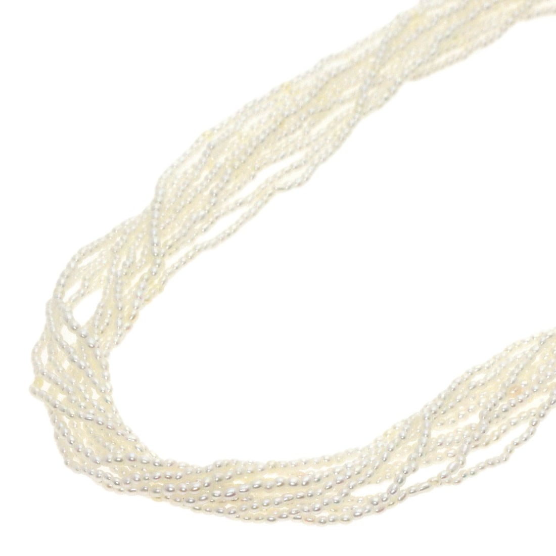 Tasaki Keshi Pearl 10 Strands 19.7" Necklace Silver: Tasaki Keshi Pearl 10 Strands 19.7" Necklace Silver Tasaki Keshi Pearl 10 Strands 19.7" Necklace Silver features a unique silver necklace with 10 strands of white keshi pearls, totaling 19.7 inches
