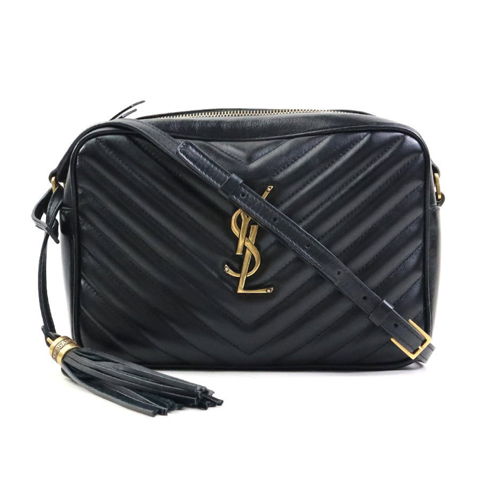 Saint Laurent Shoulder Bag Leather: Saint Laurent Shoulder Bag Leather Black Saint Laurent leather shoulder bag with a classic design, featuring a timeless silhouette and premium material. Measuring 15.5cm x 22cm x 6cm, it has been