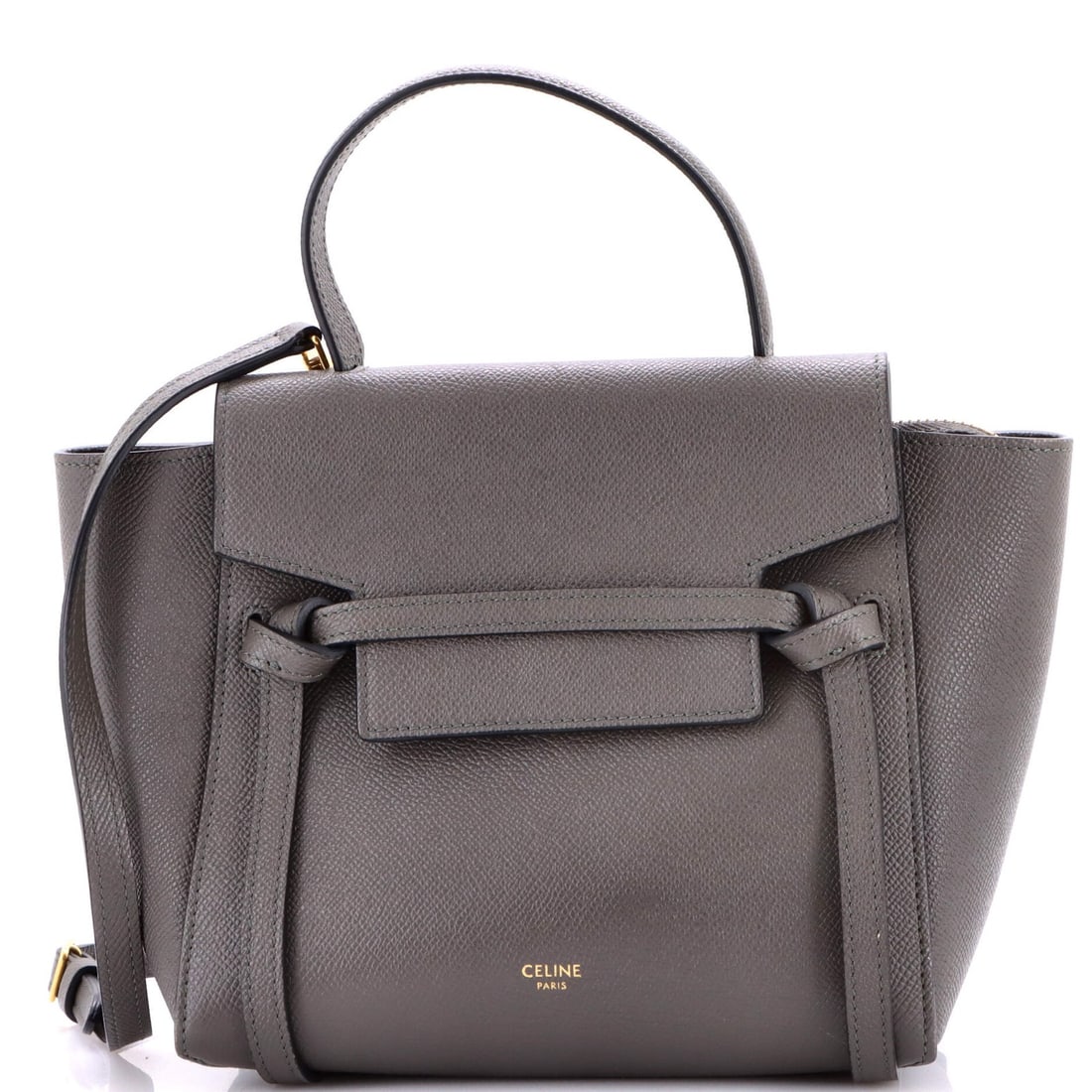 Textured Leather Nano Belt Bag Celine: Textured Leather Nano Belt Bag Celine Gray Textured Leather Nano Belt Bag Celine - A stylish and compact shoulder bag with a textured leather exterior, measuring just 8" tall and 7.5" wide, featuring
