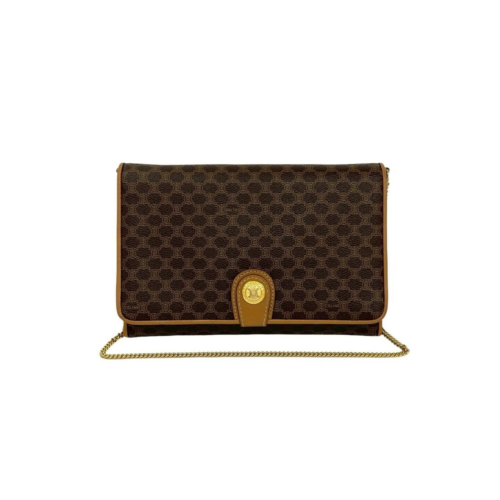 Celine Shoulder Bag Leather Pvc: Celine Shoulder Bag Leather Pvc Brown Celine Shoulder Bag with Leather and Pvc Details, Measuring 16cm x 24cm x 3cm. This used shoulder bag features a combination of leather and pvc materials and has