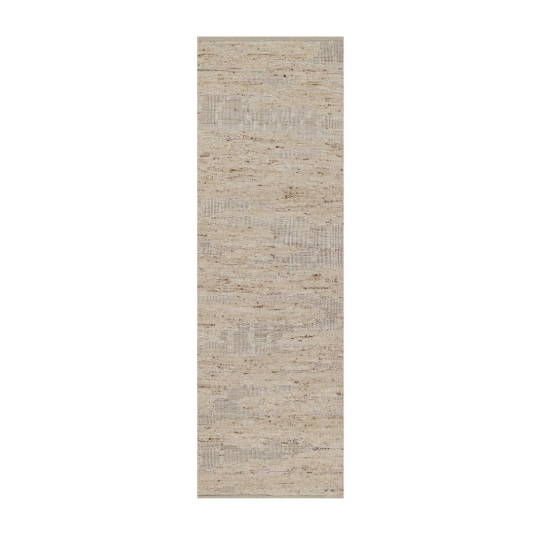 2'6"x8'1" Ivory Modern Textured Pure Wool Hand Knotted Runner Oriental Rug (1 of 8)