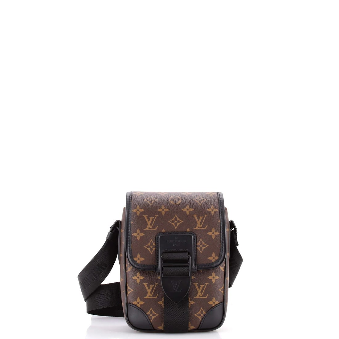 Louis Vuitton PM Messenger Archy Bag Monogram Canvas Macassar: Louis Vuitton PM Messenger Archy Bag Monogram Canvas Macassar Black Louis Vuitton PM Messenger Archy Bag Monogram Canvas Macassar with minor scuffs, creases, and edge wear. This cross body bag feature