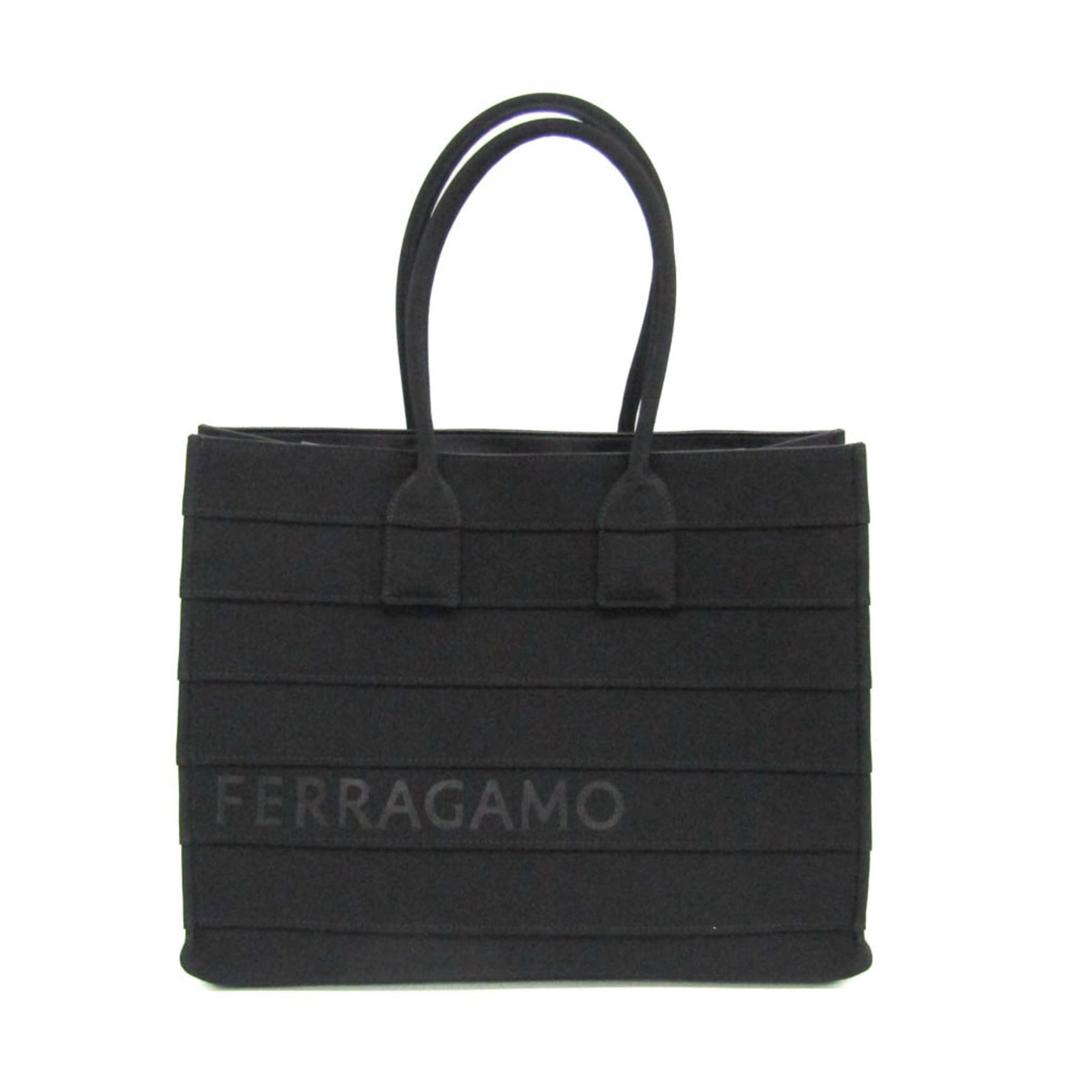 Canvas Salvatore Tote Bag: Canvas Salvatore Tote Bag Canvas Salvatore Ferragamo Tote Bag for sale, featuring a classic black canvas design with a timeless silhouette. Measuring 34cm x 42cm x 18cm, it has a sturdy handle length