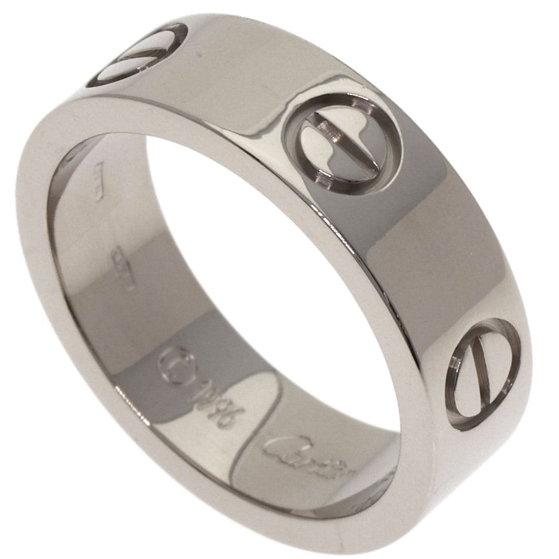 Cartier Love Ring #51 Ring K18 White Gold: Cartier Love Ring #51 Ring K18 White Gold Cartier Love Ring #51 features K18 white gold with a silver metal exterior, showcasing the purity of 75% gold. This elegant ring has no main stone and is