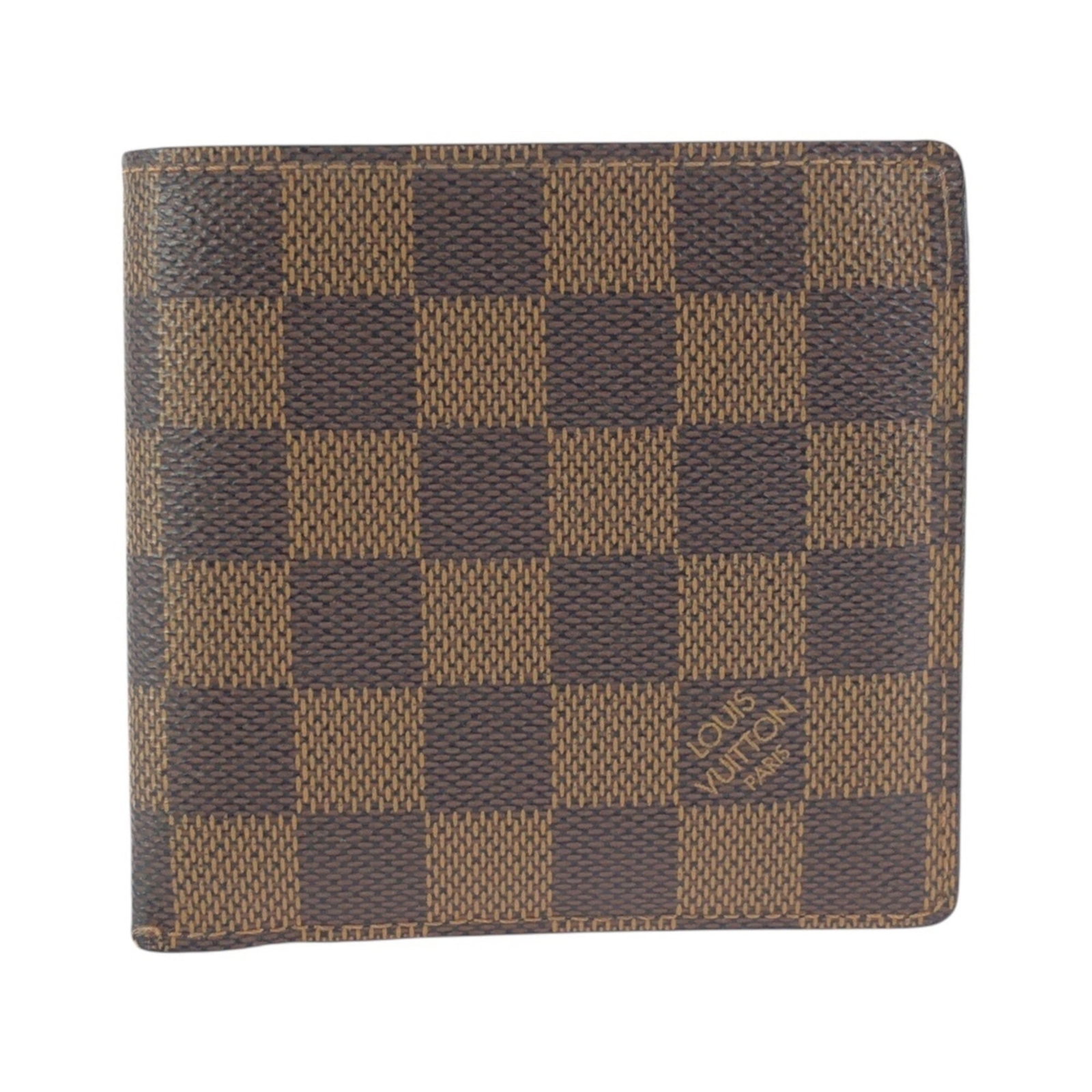 PVC Tri Fold Long Wallet by Louis Vuitton: PVC Tri Fold Long Wallet by Louis Vuitton Brown, Damier Canvas PVC Tri Fold Long Wallet by Louis Vuitton. This used long wallet features the iconic tri-fold design and durable PVC material, with a cla
