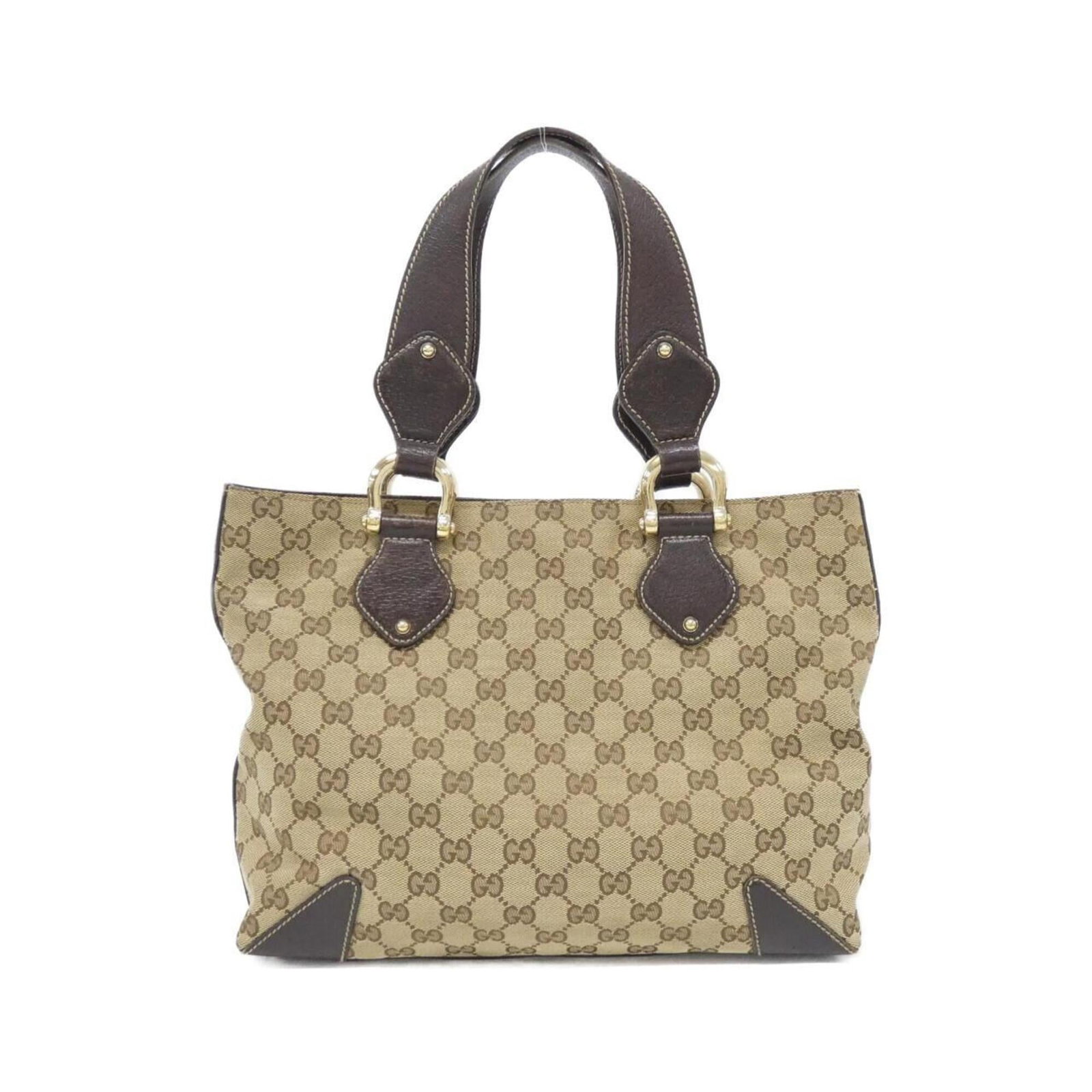 Canvas handbag Gucci: Canvas handbag Gucci Gucci canvas handbag in beige and brown, measuring 25cm x 31cm x 10cm. This used handbag shows traces of usage with minor scratches and dirt, but remains generally in good