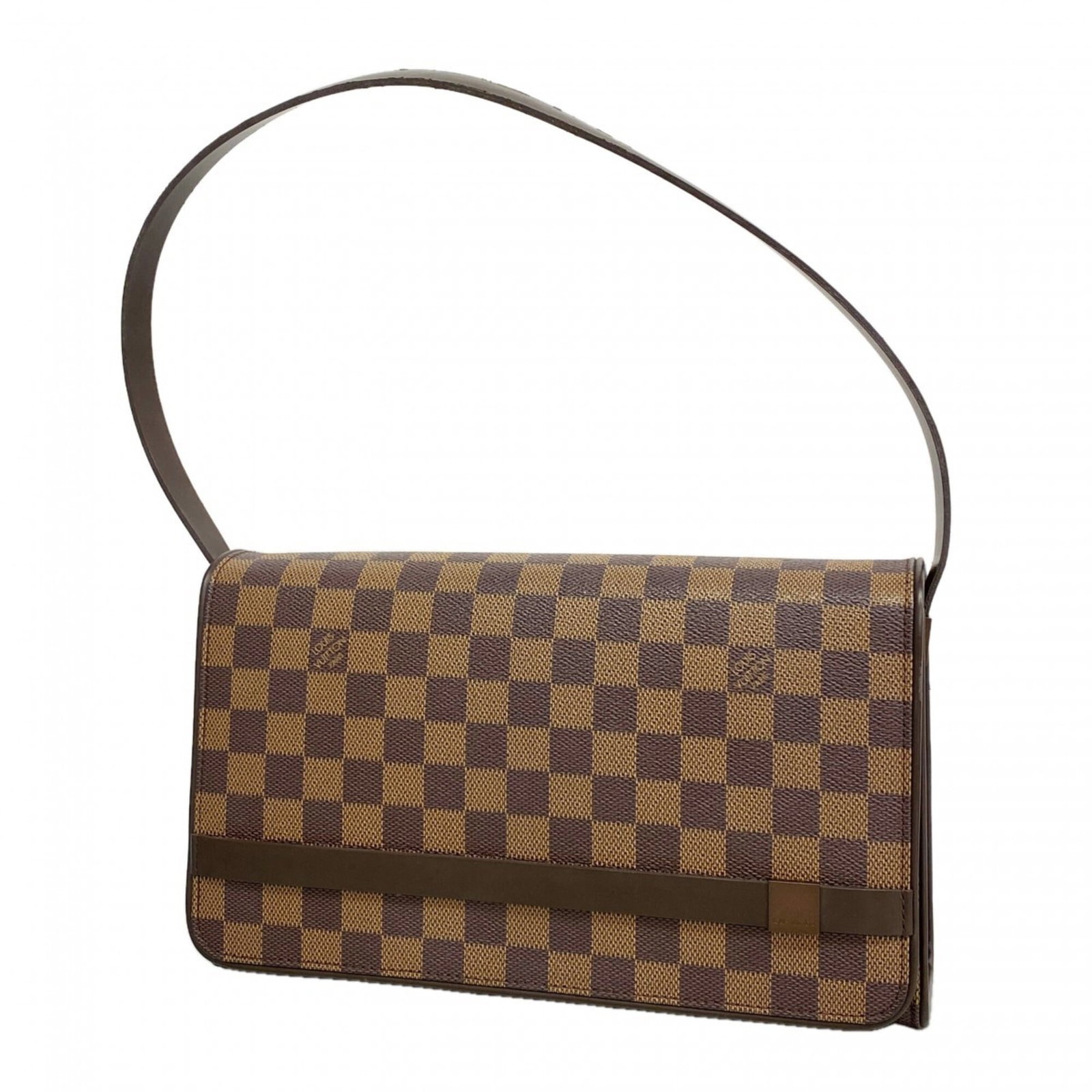Shoulder bag by Louis Vuitton: Shoulder bag by Louis Vuitton The Louis Vuitton shoulder bag boasts its classic Ebene monogram pattern, a timeless design element that adds sophistication to any outfit. Measuring 17cm x 28.5cm x