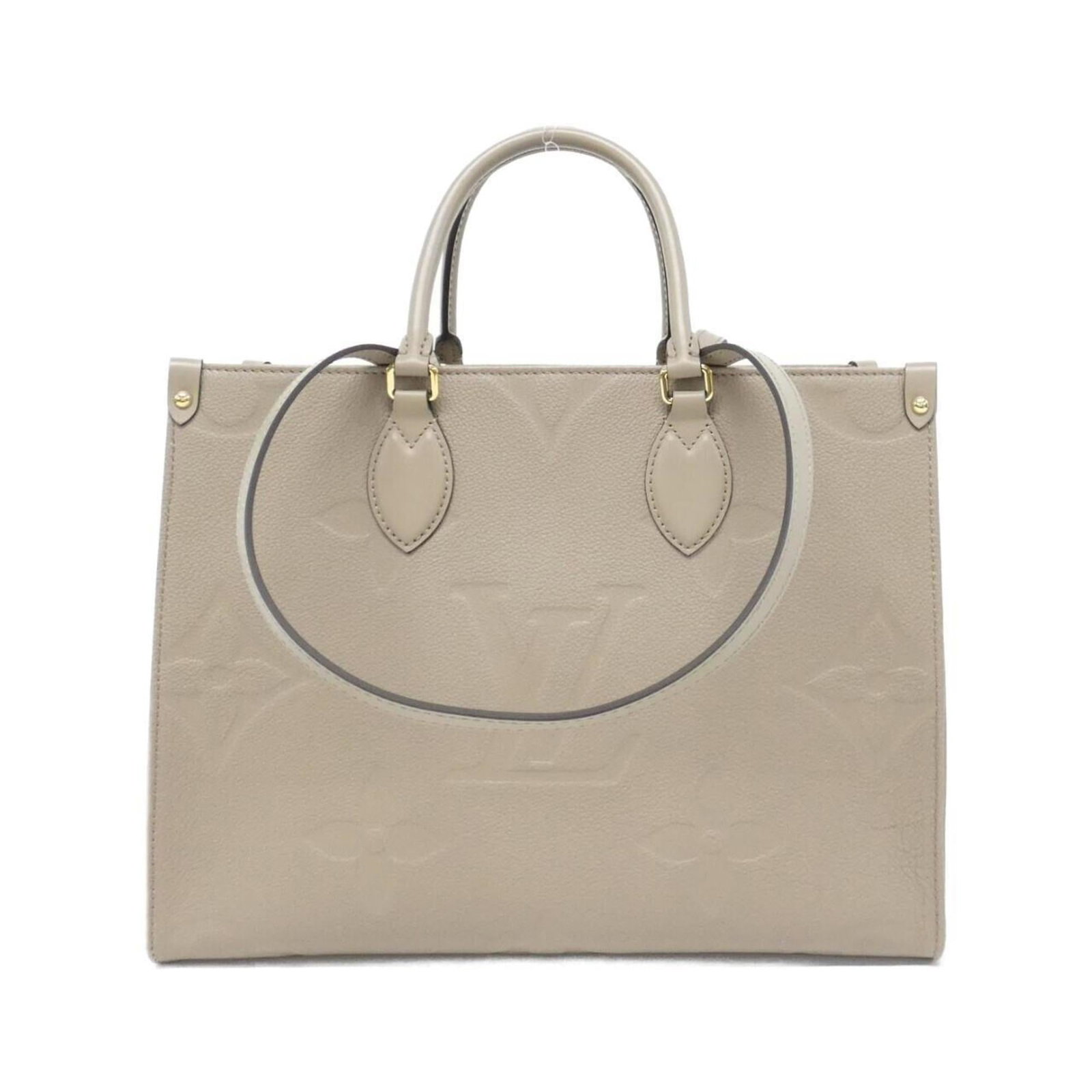 Handbag Leather Louis Vuitton: Handbag Leather Louis Vuitton Used Louis Vuitton handbag in Tourterelle color, made from high-quality calf leather. The bag features a classic design with some minor scratches and dirt marks, giving i