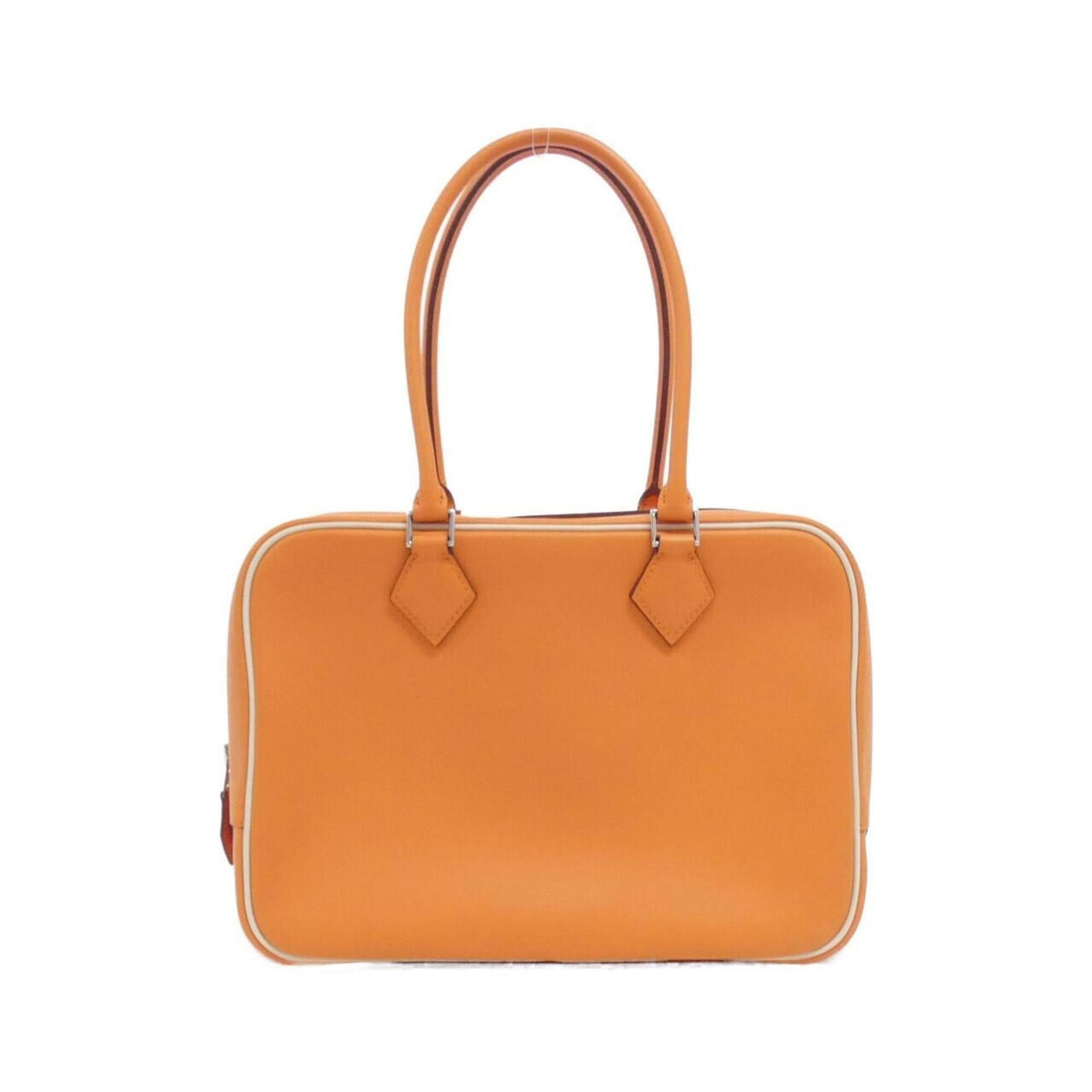 Swift Hermes Leather: Swift Hermes Leather Swift Hermes Leather Handbag, A few traces of usage with some scratches and dirt, overall in very good condition. This vibrant orange Swift Leather handbag features silver