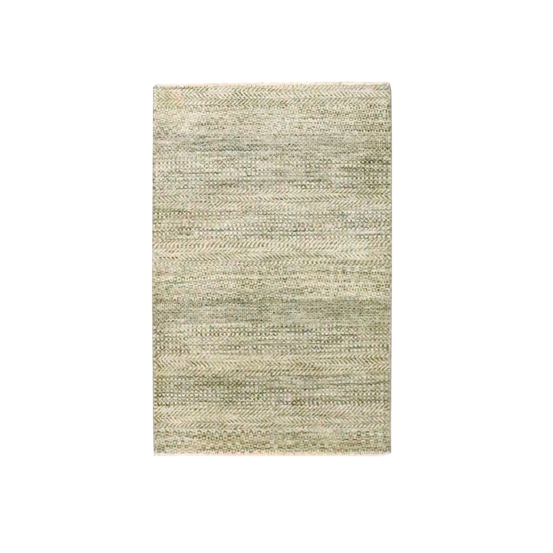 Brown Modern Grass Design Hand Knotted Undyed Natural Wool Mat Rug (1 of 5)