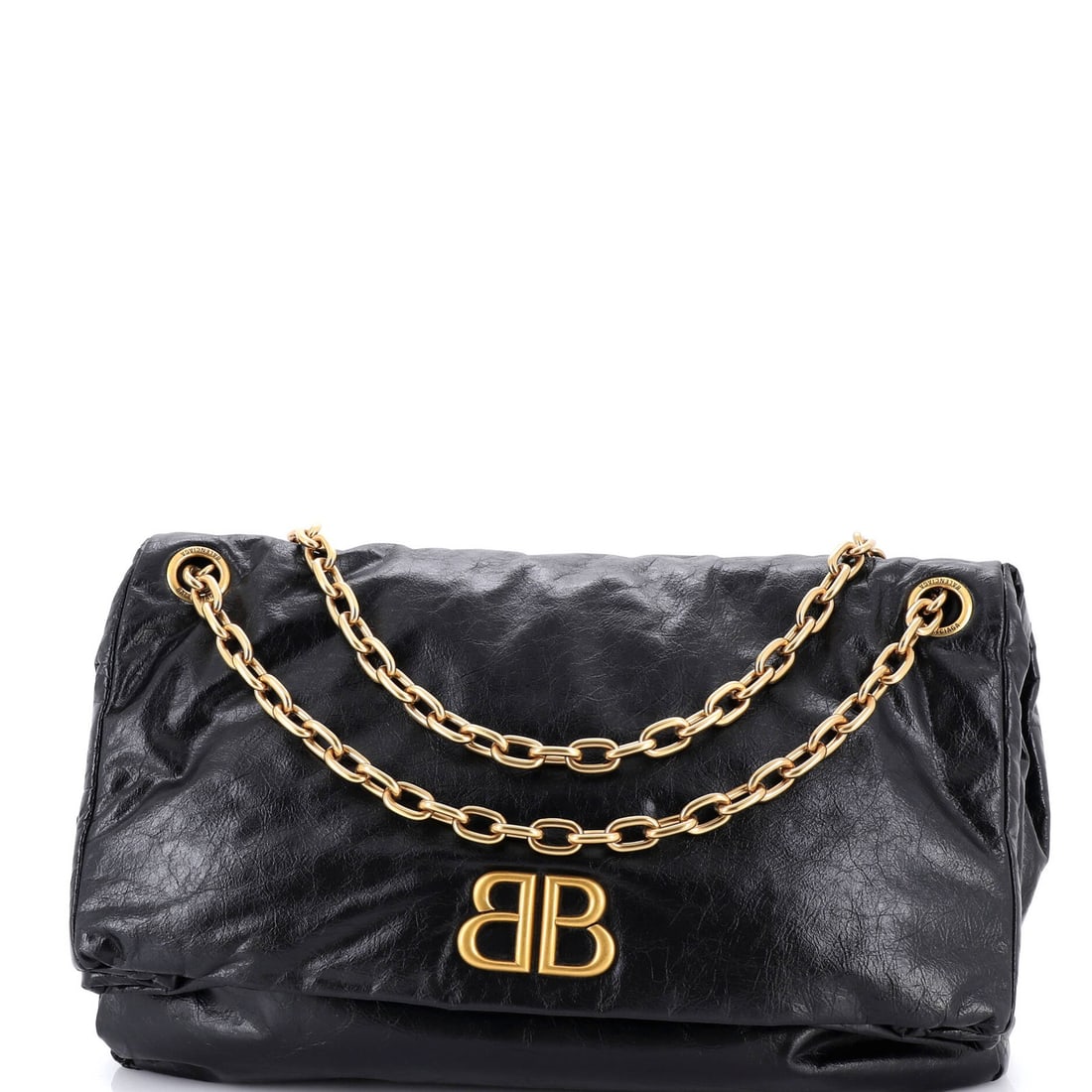 Large Leather Bag Monaco Chain Flap Balenciaga: Large Leather Bag Monaco Chain Flap Balenciaga Large Leather Bag with Classic Design, Exuding Elegance. This Balenciaga Monaco Chain Flap Shoulder Bag boasts a timeless design, featuring black