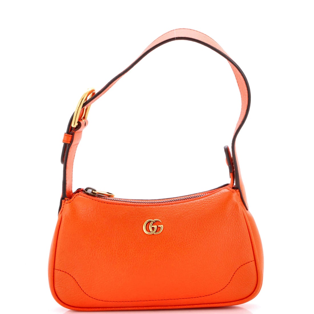 Aphrodite Leather Bag Mini Gucci Shoulder: Aphrodite Leather Bag Mini Gucci Shoulder The Gucci Aphrodite Leather Mini Shoulder Bag boasts vibrant orange exterior and neutral microfiber interior, making it a stylish accessory for everyday use.