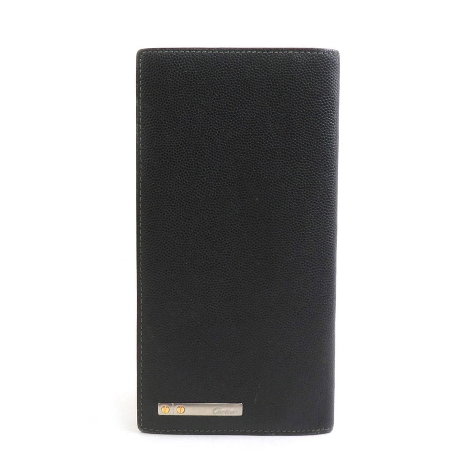 Cartier Long Wallet (Bi-Fold) Leather: Cartier Long Wallet (Bi-Fold) Leather Cartier Long Wallet (Bi-Fold) Leather - A timeless piece with a rich history. This black leather bi-fold wallet features the iconic Cartier design, measuring 18.2
