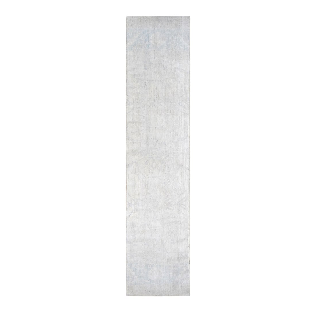 2'8"x12' White Wash Peshawar 100% Wool Hand Knotted Oriental Rug: 2'8"x12' White Wash Peshawar 100% Wool Hand Knotted Oriental Rug This stunning 2'8"x12' White Wash Peshawar hand knotted wool rug boasts an exquisite ivory color and intricate regional design,