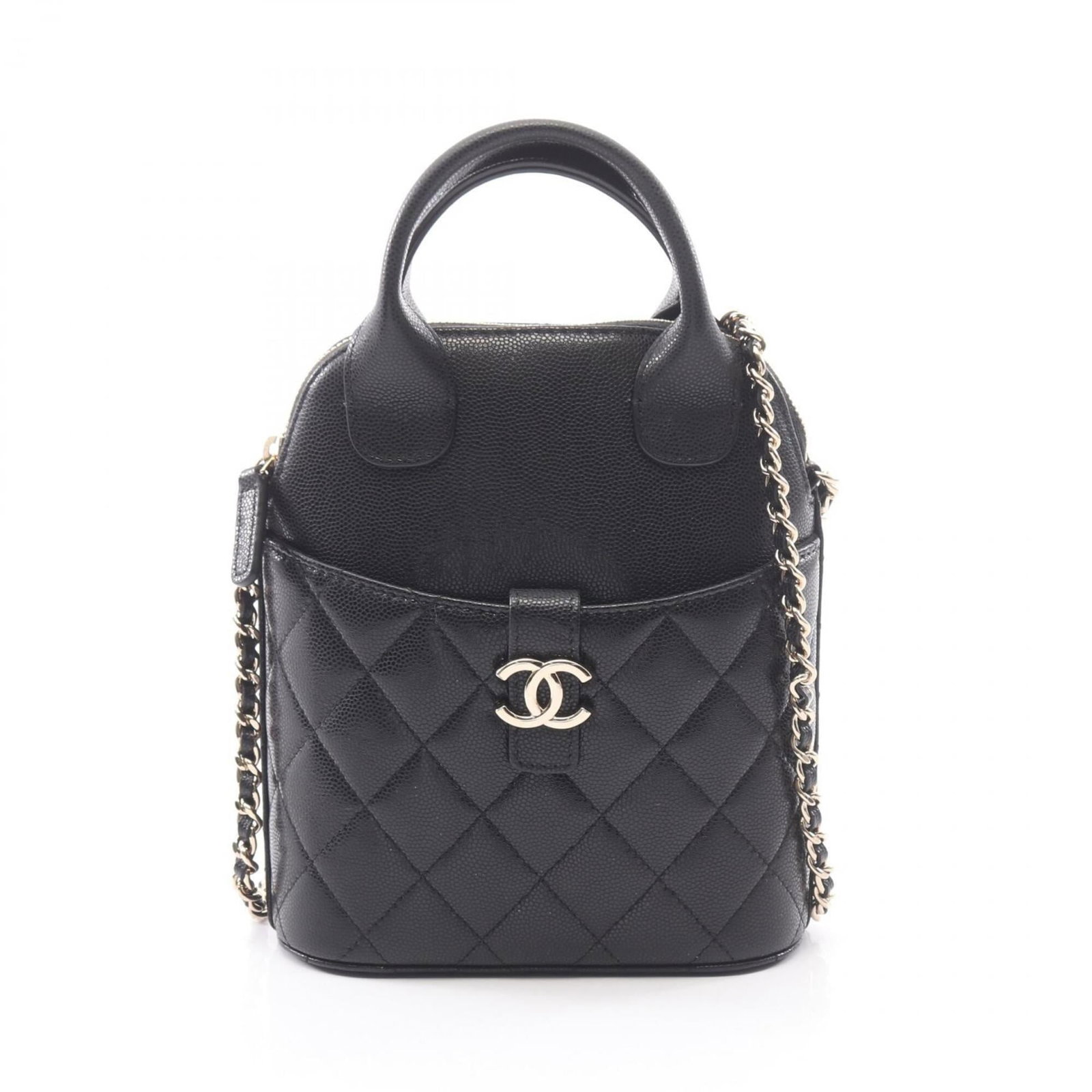 Calfskin Handbag Shoulder Bag Chanel: Calfskin Handbag Shoulder Bag Chanel Calfskin Handbag Shoulder Bag Chanel - A Timeless Black Classic. This used, very good condition black handbag features grained calfskin material and a sleek