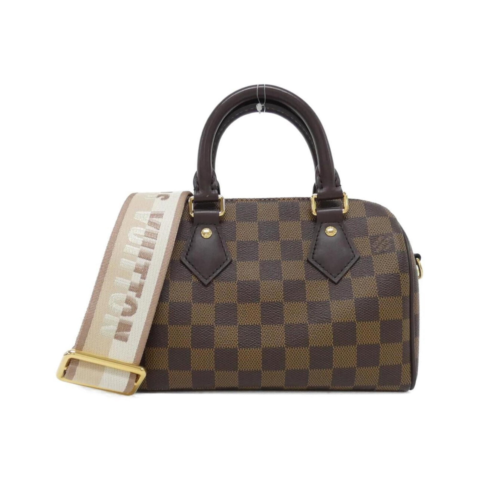Louis Vuitton Coated Canvas Boston Bag: Louis Vuitton Coated Canvas Boston Bag This Louis Vuitton Coated Canvas Boston Bag features a classic design with a timeless beige color and Damier canvas pattern. The bag's coated canvas material