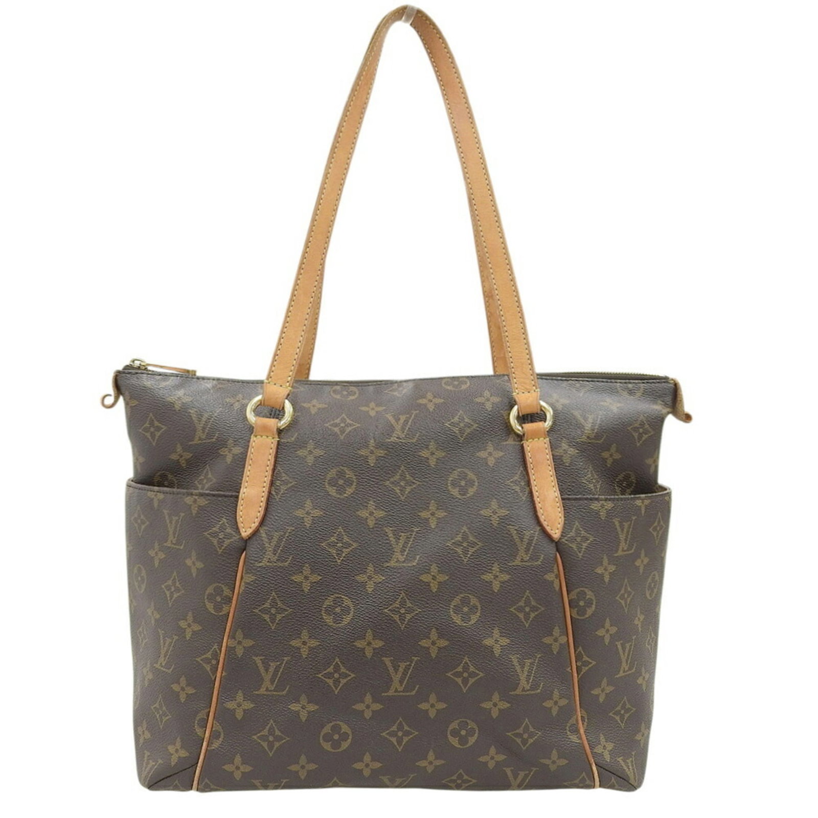 Tote Bag Monogram Louis Vuitton Shoulder Bag: Tote Bag Monogram Louis Vuitton Shoulder Bag Monogrammed Louis Vuitton tote bag with classic shoulder strap, bearing visible signs of use and minor scratches. This pre-owned shoulder bag features the