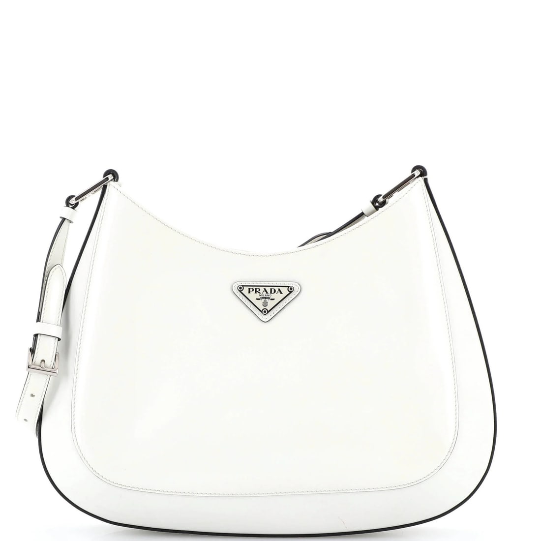 Spazzolato cleo Prada bag large leather shoulder: Spazzolato cleo Prada bag large leather shoulder Large Spazzolato Cleo Prada Leather Hobos Shoulder Bag in White.This large Cleo shoulder bag features premium white leather exterior with minor scuffs 