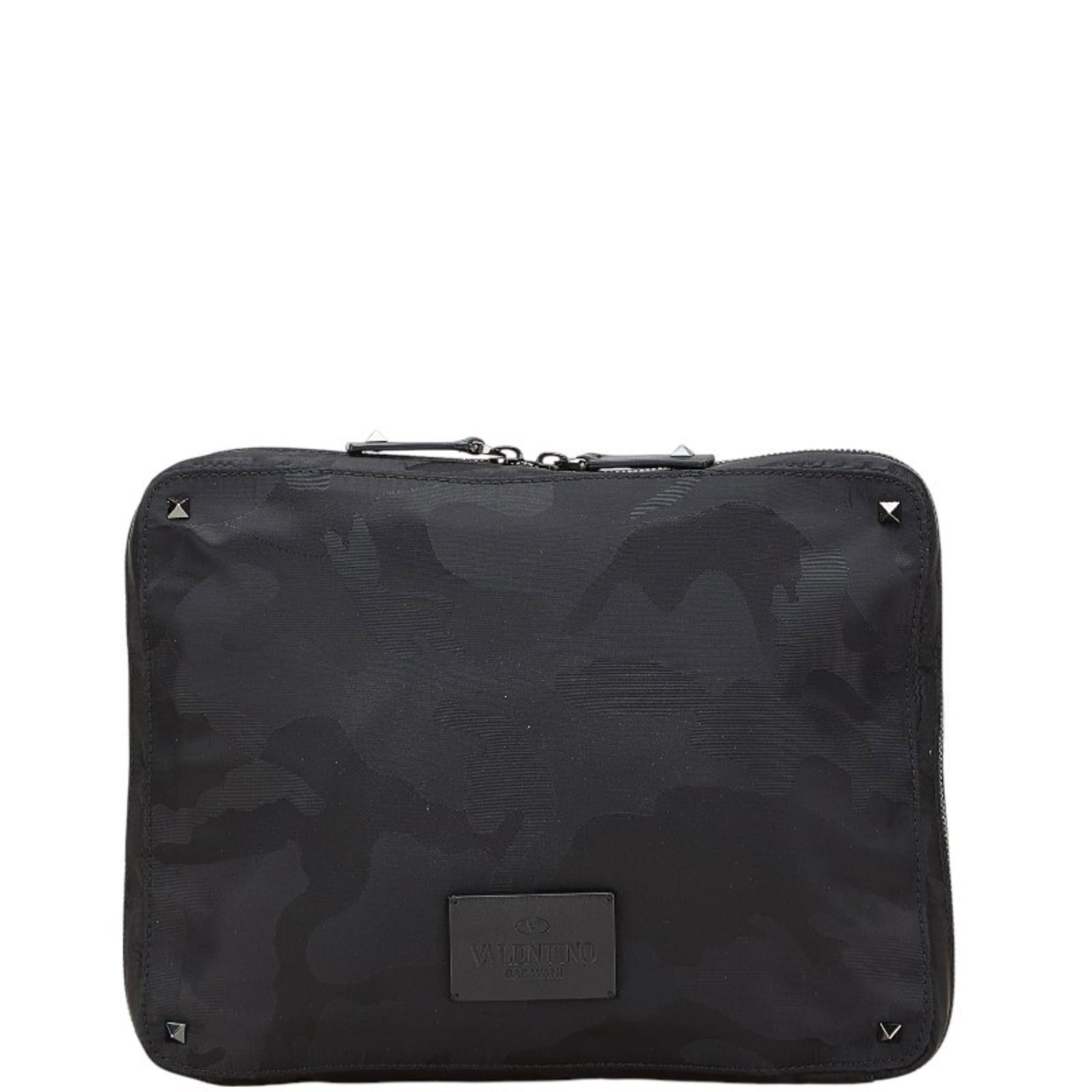 Nylon Valentino Bag Clutch: Nylon Valentino Bag Clutch Black nylon clutch bag from Valentino, measuring 23cm x 28cm x 5cm. The bag shows some signs of usage, including a few scratches and dirt, but remains in very good