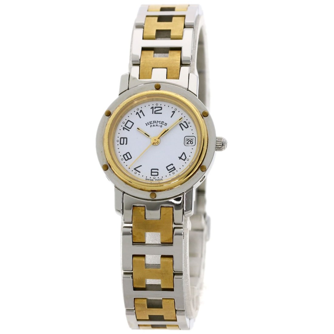 Hermes Clipper Watches Cl4.220 Stainless Steel/ Ssxgp: Hermes Clipper Watches Cl4.220 Stainless Steel/ Ssxgp Stainless steel and gold accents come together in the sleek design of this Hermes Clipper Watches, featuring an analog display and quartz movement