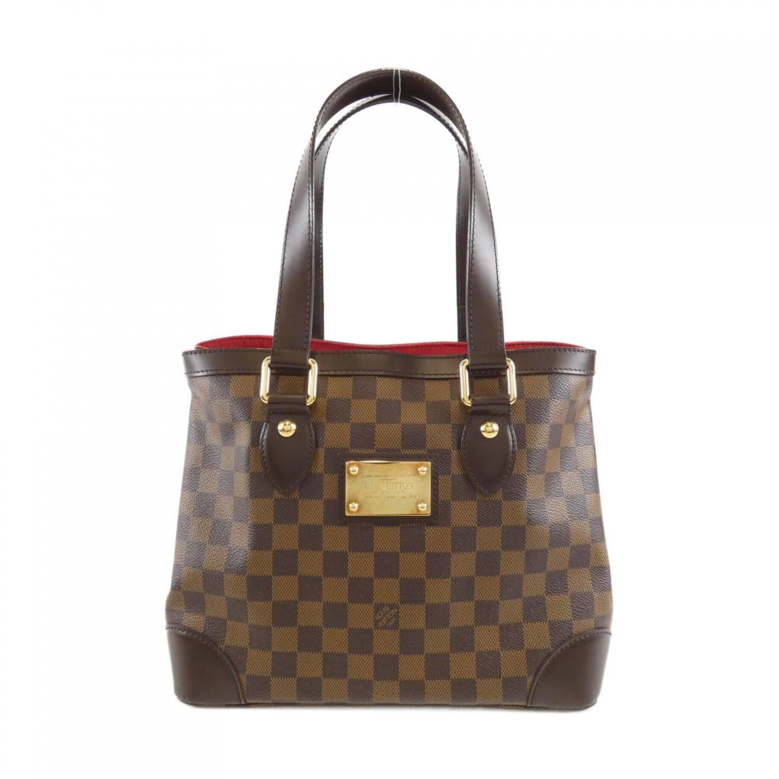 Canvas coated handbag Louis Vuitton: Canvas coated handbag Louis Vuitton Brown Ebene Coated Canvas Louis Vuitton Handbag - 24cm x 28cm x 18cm. This used handbag features coated canvas material and a brown Ebene color, with visible