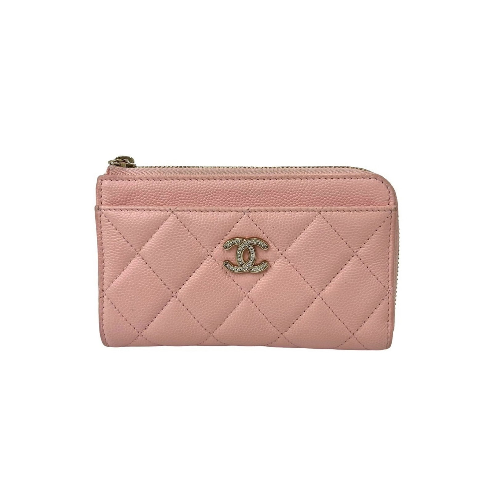 Chanel Coin Purse/ Coin Case Grained Calfskin: Chanel Coin Purse/ Coin Case Grained Calfskin Chanel's iconic Coin Purse features a sleek, grained calfskin exterior in a vibrant pink hue. With its compact size and classic design, this coin case is