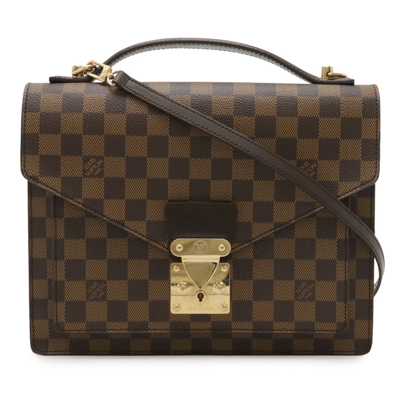 Vuitton Handbag Louis Pvc Coated Canvas Shoulder Bag: Vuitton Handbag Louis Pvc Coated Canvas Shoulder Bag Used Louis Vuitton shoulder bag with Pvc coated canvas material, featuring brown color. The bag has a size of 22.5cm x 28cm x 6.5cm and shows