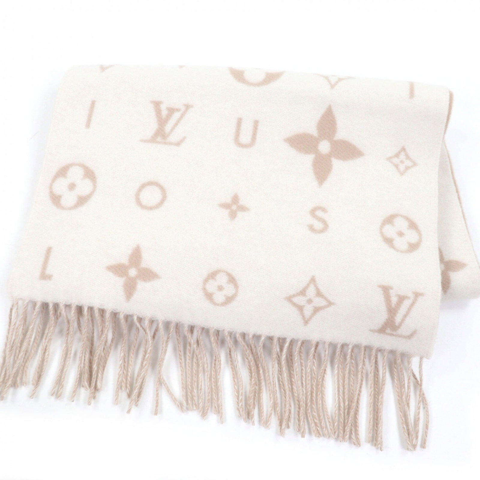 Louis Vuitton Stole 100% Cashmere: Louis Vuitton Stole 100% Cashmere Beige cashmere stole from Louis Vuitton, measuring 2.16m x 39cm, in very good used condition with hardly any traces of usage. This high-quality item features 100%