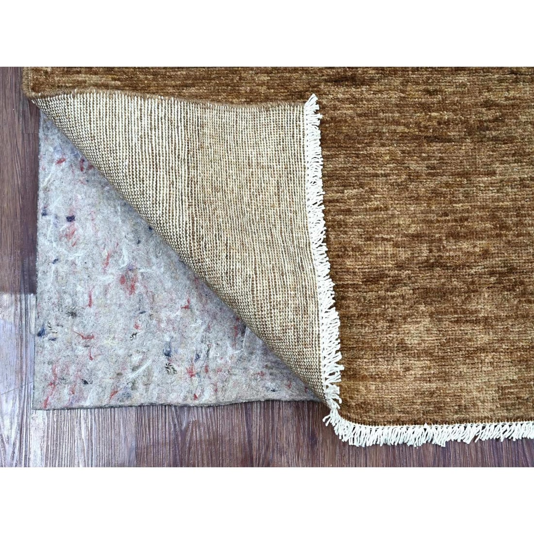 Brown Pattern Solid Hand Knotted Ghazni Wool Runner Rug 2'8"x7'4 - 2
